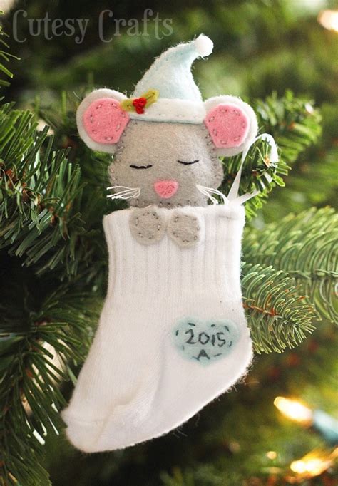 Baby Sock DIY Christmas Ornaments - Cutesy Crafts