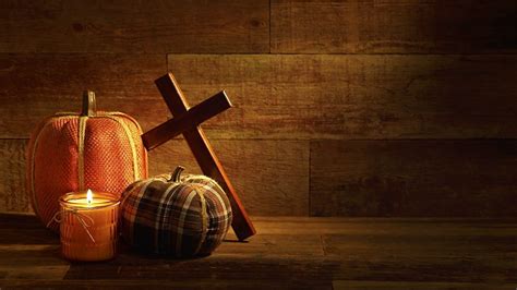 Plaid Pumpkins and Cross on Urban Wood Background Loop Video ...