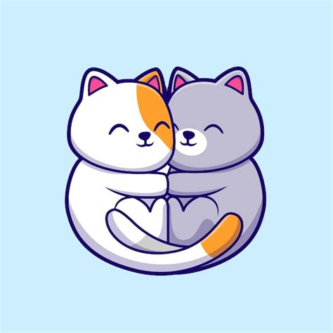 Premium Vector | Cute Couple Cat Hug Cartoon Vector Icon Illustration ...