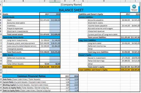 Basic Excel Balance Sheet - Download this Basic Financial Balance Overview including ratios ...