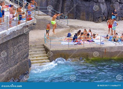 Typical Beaches in Madeira, Portugal Editorial Photography - Image of children, diving: 96351817