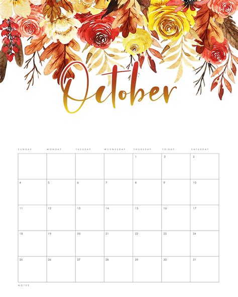 October Calendar Printable that you will love - The Smart Wander