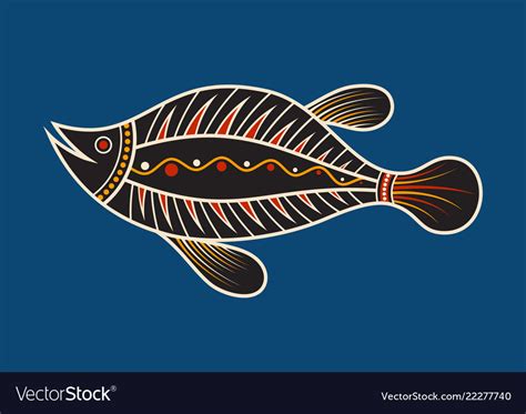 Fish aboriginal art style Royalty Free Vector Image