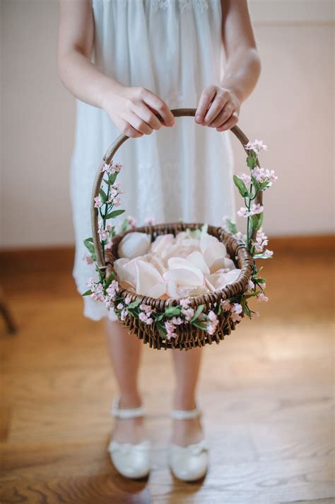 Flower Girl Basket With Pink Flowers