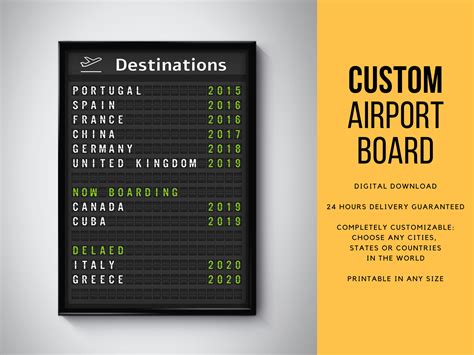 Personalized Airport Departures Board Printable Destination - Etsy UK