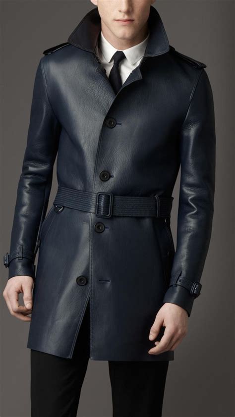 MEN LEATHER COAT WINTER LONG LEATHER COAT GENUINE REAL LEATHER TRENCH COAT-UK22 - Outerwear