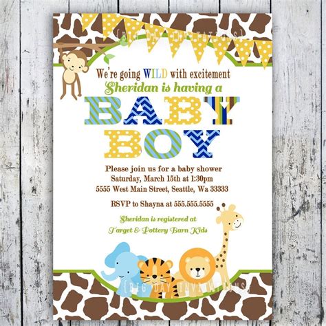 Safari Baby Shower Invitations Jungle Animal by BigDayInvitations