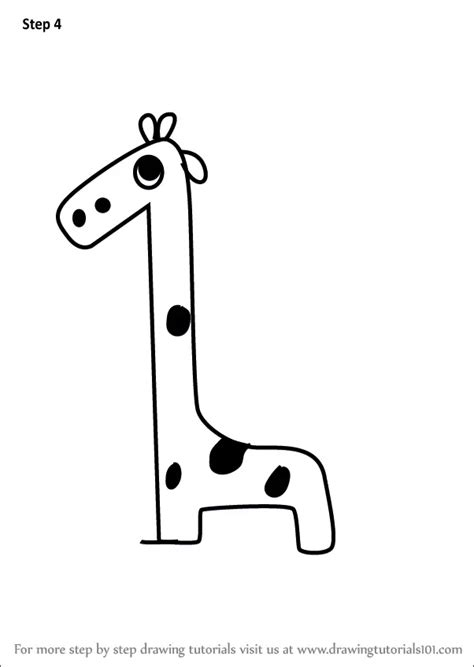 How to Draw a Giraffe using Number 1 (Animals with Numbers) Step by Step | DrawingTutorials101.com