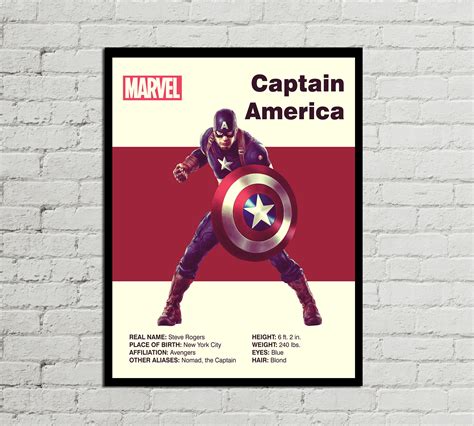 CAPTAIN AMERICA POSTER Marvel Poster Avengers Poster Mid Century Modern ...