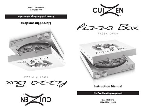 CUIZEN PIZZA BOX PIZ-4012 INSTRUCTION MANUAL Pdf Download | ManualsLib