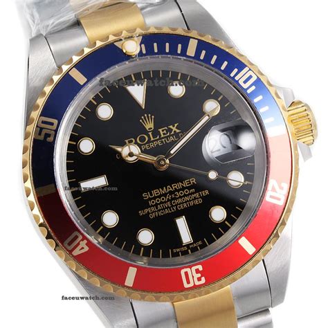 Rolex Submariner Automatic Two Tone Blue/Red Bezel with Black Dial