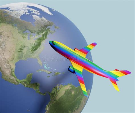 Gay Travel Around the World with Rainbow Airplane or Aeroplane Stock ...