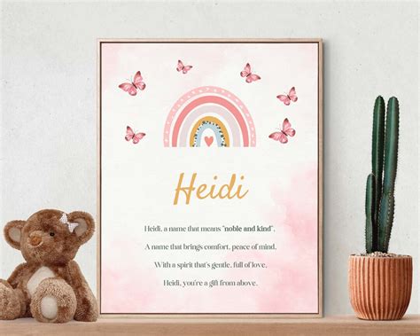 Heidi, Name Meaning, Poem, Nursery Wall Art, Nursery Decor, Gift, Kids ...