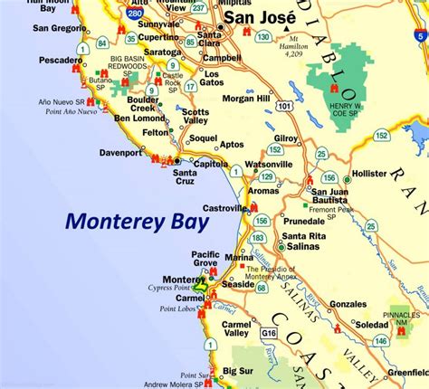 Monterey Bay Area Tourist Map - Ontheworldmap.com