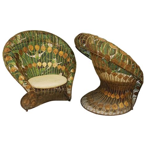 Vintage Sculptural Wrought Iron Peacock Chairs, a Pair at 1stDibs