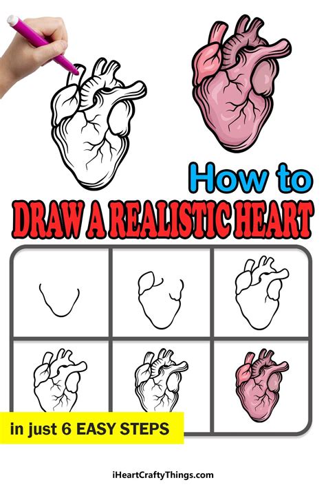 How To Draw A Realistic Heart – A Step by Step Guide | Heart drawing ...