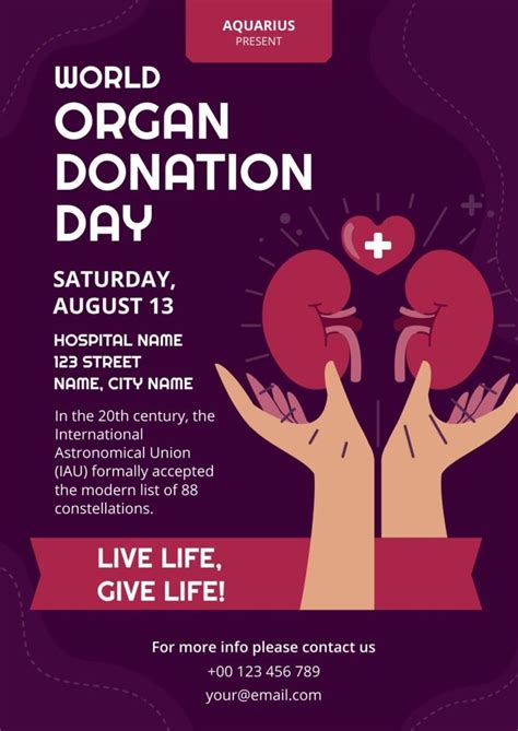 Edit and download for free this Professional Hand-drawn World Organ Donation Day Poster layout