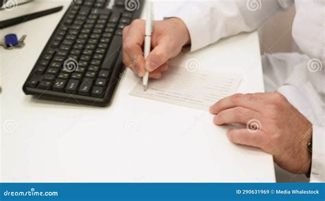 Hands of Male Doctor Writing Prescription on Paper. Clip Stock Video - Video of business ...