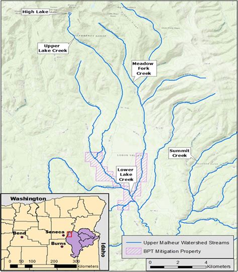 Study area in the Upper Malheur River Watershed with study locations ...