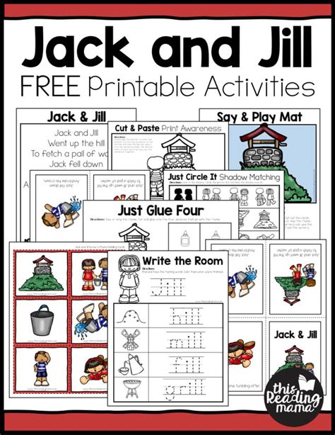 Printable Jack and Jill Nursery Rhyme Activities - This Reading Mama | Nursery rhymes activities ...