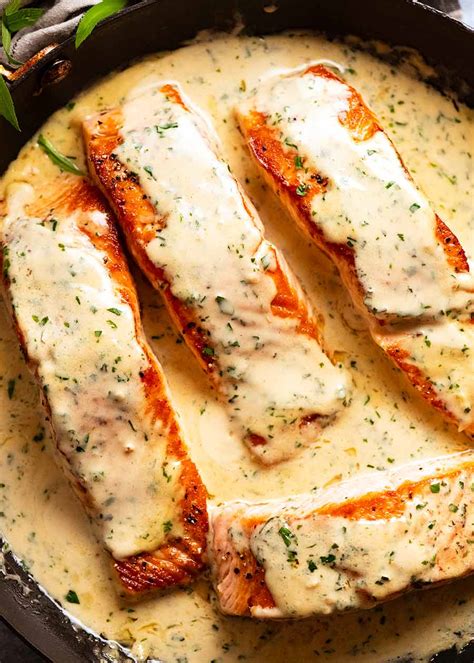 Salmon with Herb & Garlic Cream Sauce | RecipeTin Eats