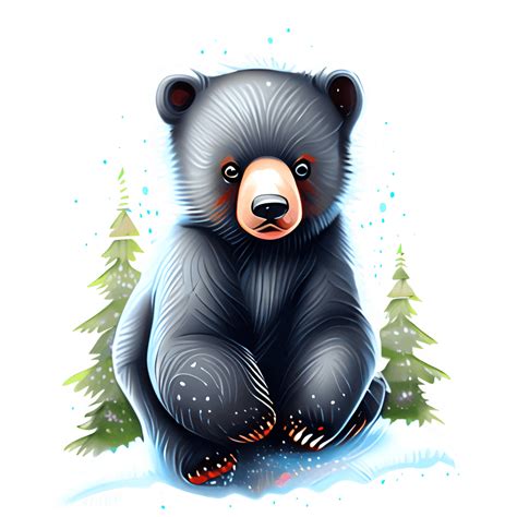 Snow Covered Baby Black Bear Graphic · Creative Fabrica