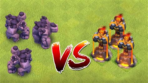 New Inferno tower vs. New Golem lvl 9 "Clash Of Clans" Battle for power!! - YouTube