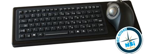 IEC60945 silicone keyboard with ergonomic trackball - desktop | NSI