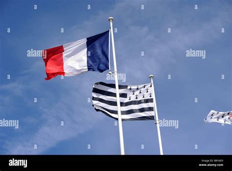 france, brittany (bretagne), french and breton flags Stock Photo - Alamy