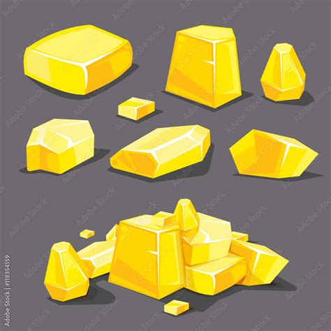 vector Set of different golden boulders Stock Vector | Adobe Stock