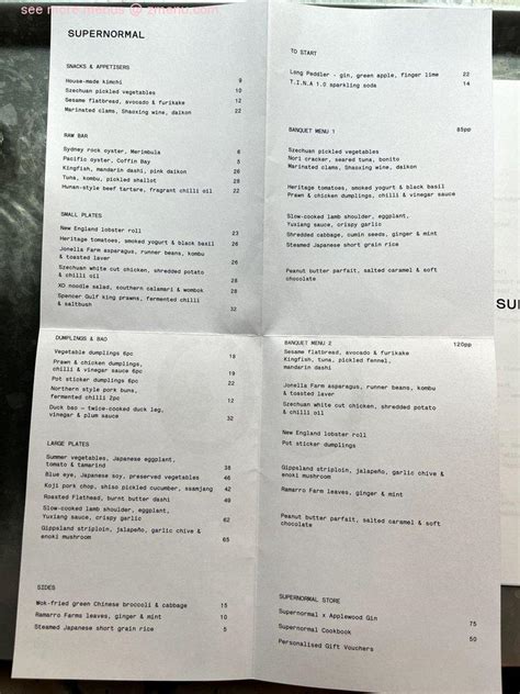 Online Menu of Supernormal Restaurant, Melbourne, Victoria, 3000 - Zmenu