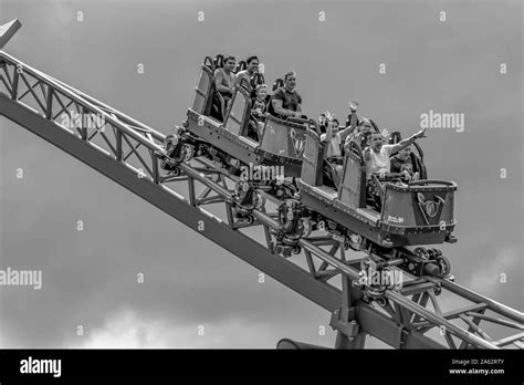 Tampa Bay, Florida. July 12, 2019. People shouting in amazing rollercoaster Stock Photo - Alamy
