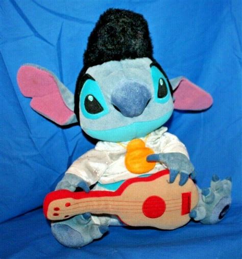 Elvis Plush 14" Disney Lilo Stitch with Guitar Ukulele White Jump Suit ...