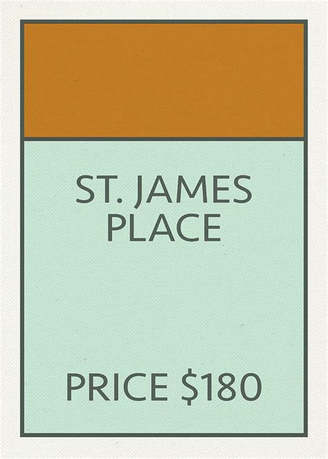 St James Place Vintage Retro Monopoly Board Game Card Mixed Media by Design Turnpike - Fine Art ...