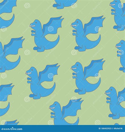 Baby Blue Dragon Pattern Seamless Stock Illustration - Illustration of ...