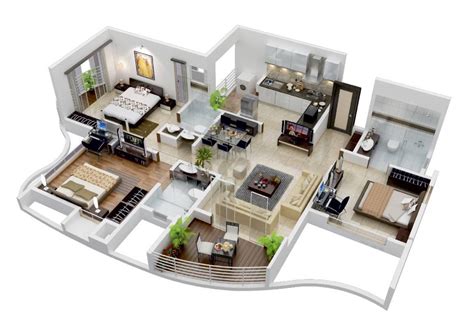 25 More 3 Bedroom 3D Floor Plans | Architecture & Design