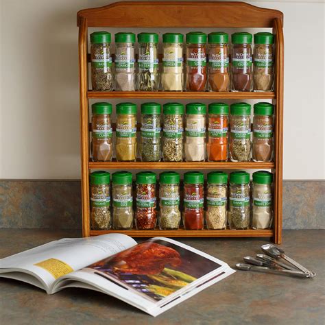 McCormick Gourmet Organic Wood Spice Rack, 24 Herbs & Spices, Holiday ...