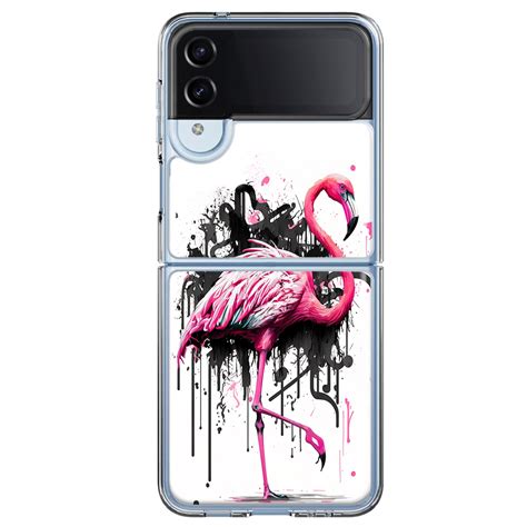 MUNDAZE Samsung Galaxy Z Flip 4 Shockproof Clear Hybrid Protective Phone Case Pink Flamingo ...