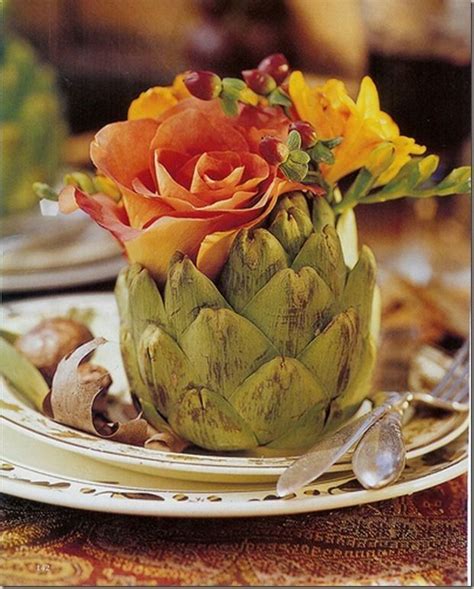 artichoke as a vase | sausageweddingz.comsausageweddingz.com | Fall table settings, Flowers ...