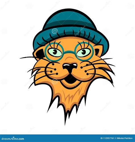 Cartoon Cat with Glasses. Vector Illustration Stock Vector - Illustration of circus, black ...