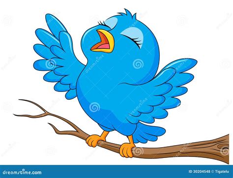 Blue bird cartoon singing stock vector. Image of announcement - 30204548