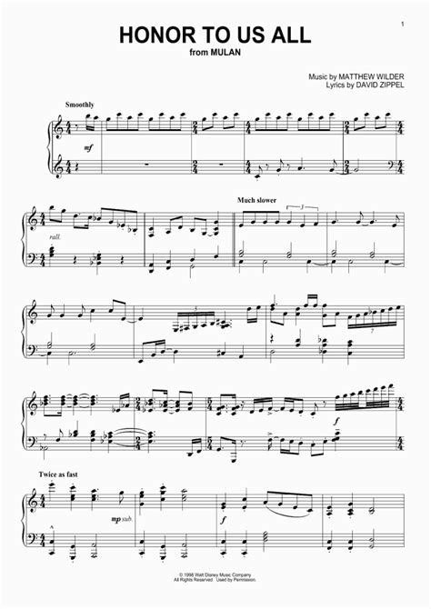 Honor To Us All Piano Sheet Music | OnlinePianist