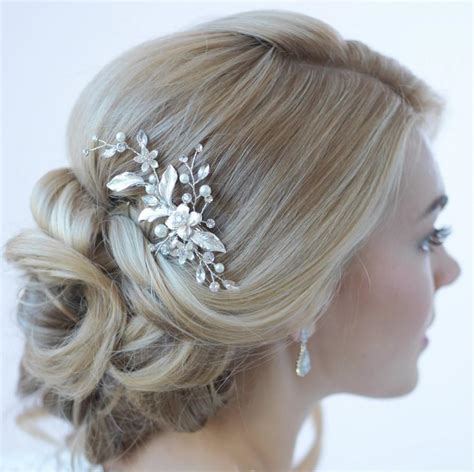 Floral Bridal Hair Clip, Bridal Hair Accessory, Pearl & Rhinestone ...