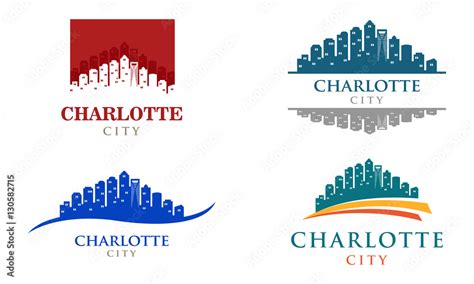 Charlotte City Carolina Cityscape Panorama Skyline Logo Illustration ...