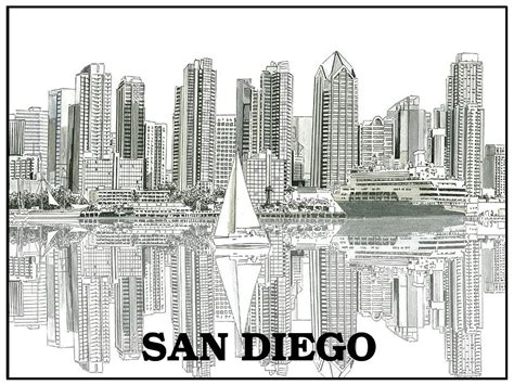 San Diego City Skyline Painting by John Stoeckley - Pixels