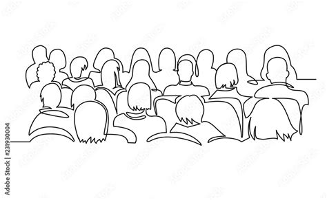 Continuous Line Drawing of Vector illustration character of audience in ...