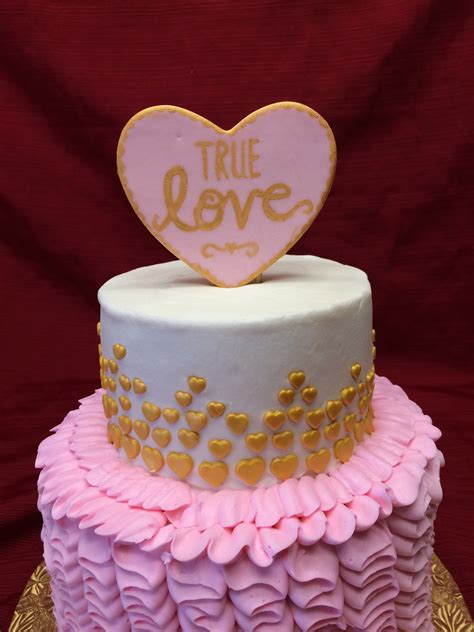 Pink And Gold Hearts And Ruffles Cake With Ombre Rose Insides - CakeCentral.com