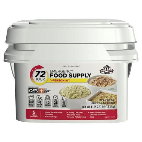 AUGASON FARMS 72-Hour 1-Person Emergency Food Supply Evacuation Pail 5 Varieties 25-Year Shelf ...