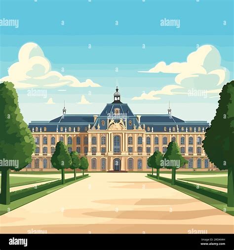 Palace of Versailles. Palace of Versailles hand-drawn comic illustration. Vector doodle style ...