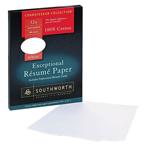 32lb 95 Bright 100% Cotton Resume Paper White 8 1/2 x 11 100 Sheets ...